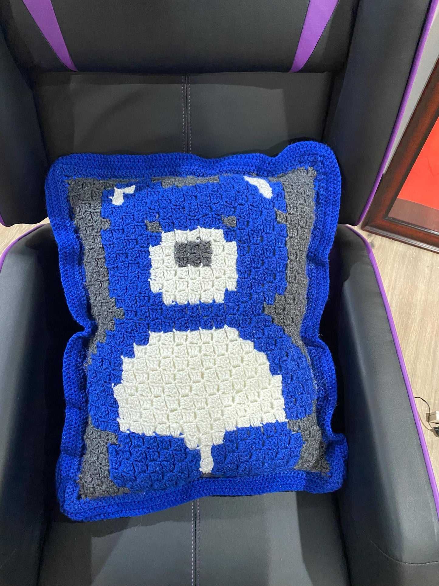 crocheted bear pillow