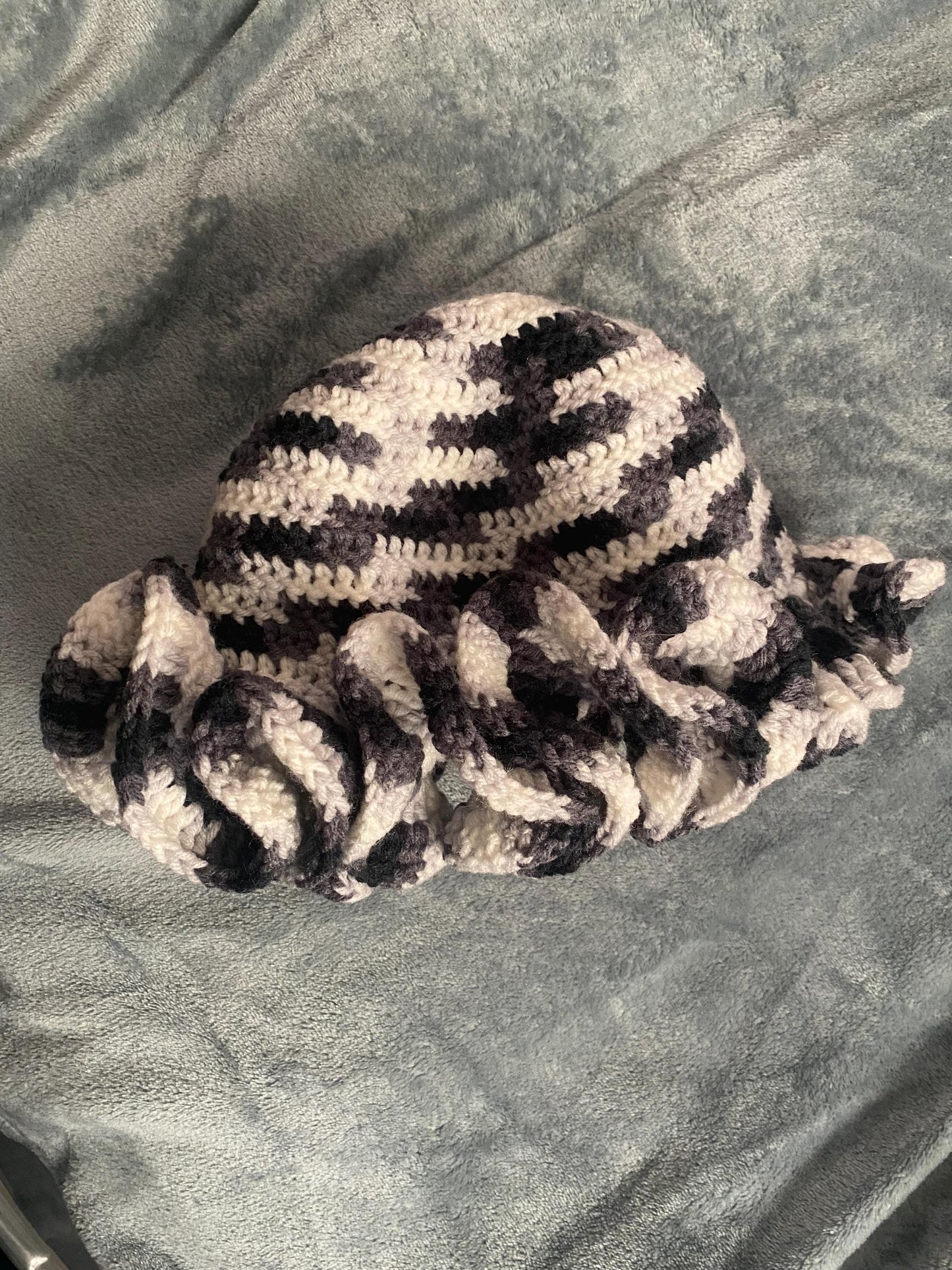 Crocheted ruffle hat