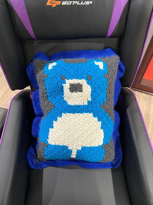 crocheted bear pillow